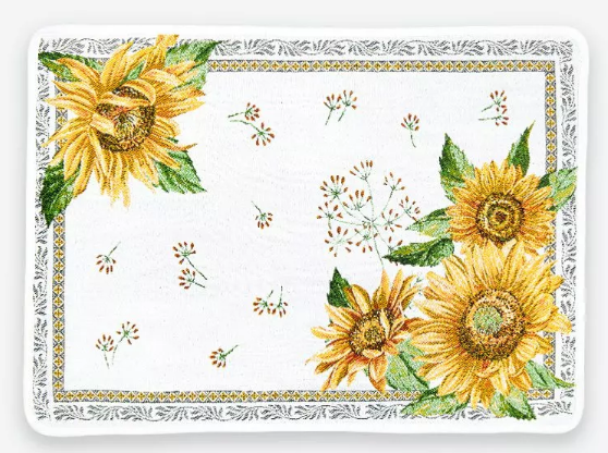 Jacquard tea mat (Sunflower. white)
